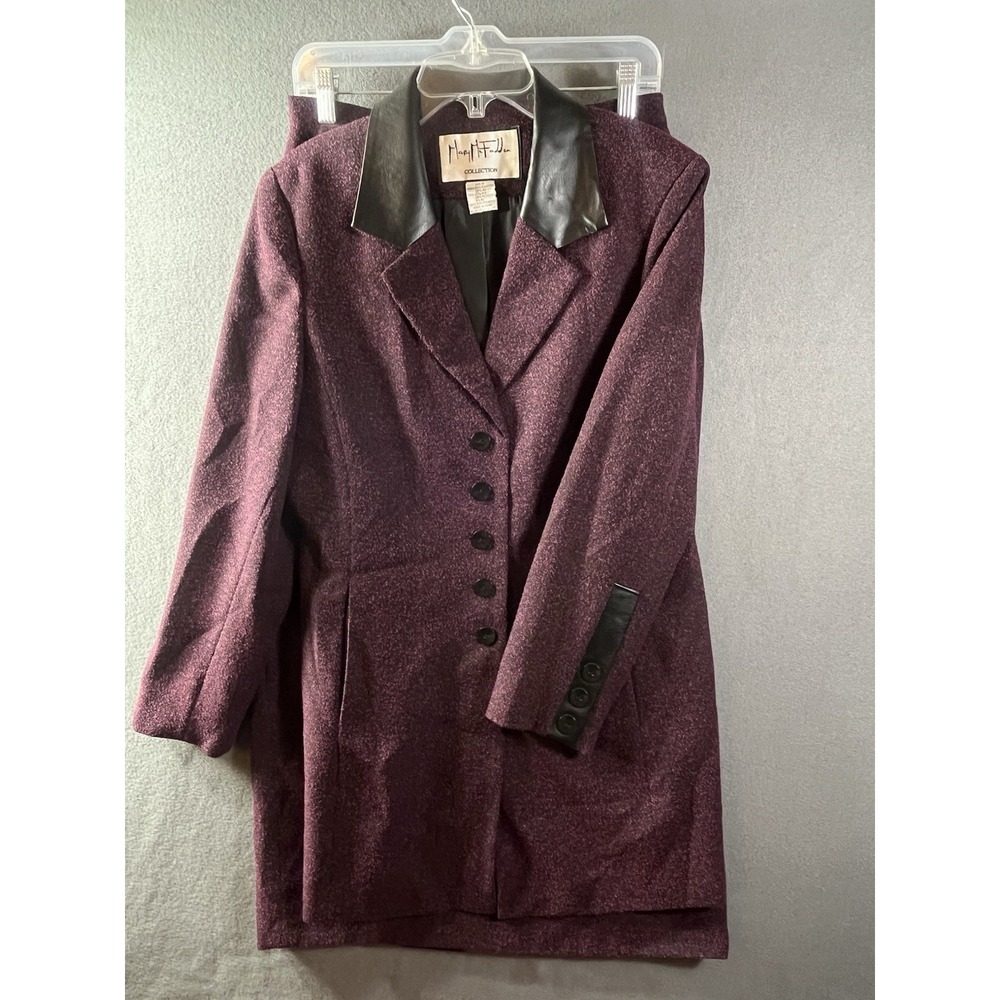 Mary McFadden Plum Purple Skirt Jacket Suit Set VTG 10 Textured Professional